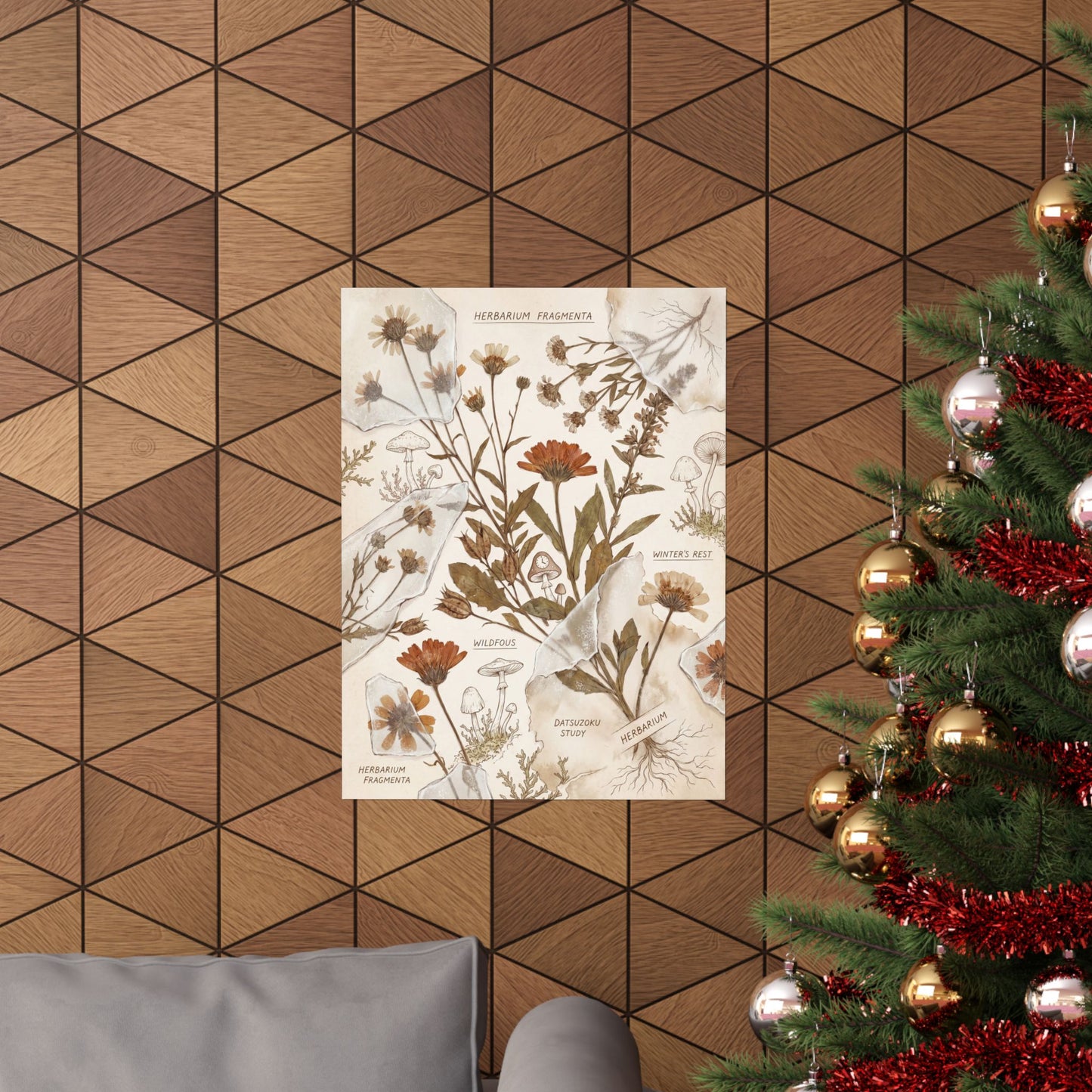 Winter Dried Flowers Herbarium Wall Art Print | Rustic Decor
