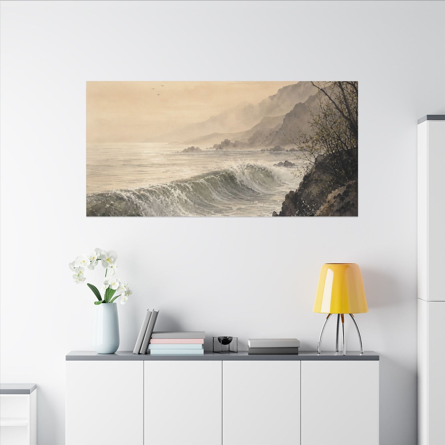 Ocean Wave Spring Canvas Art | Japandi Elegant Design