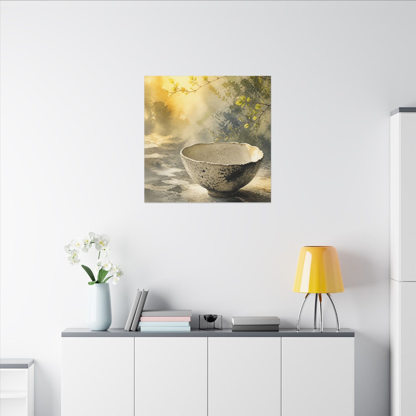 Cozy Ceramic Bowl Canvas Art - Watercolor Japandi