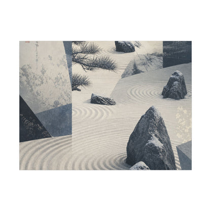 Seijaku Rock Garden Canvas Art - Zen Ukiyo E Inspired