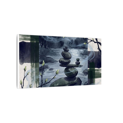 Moonlight River Stones Canvas Art - Zen Shibui