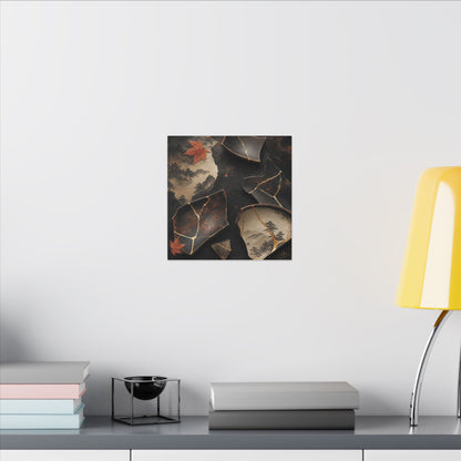 Broken Pottery Gold Vein Canvas Art | Philosophical Kintsugi Art