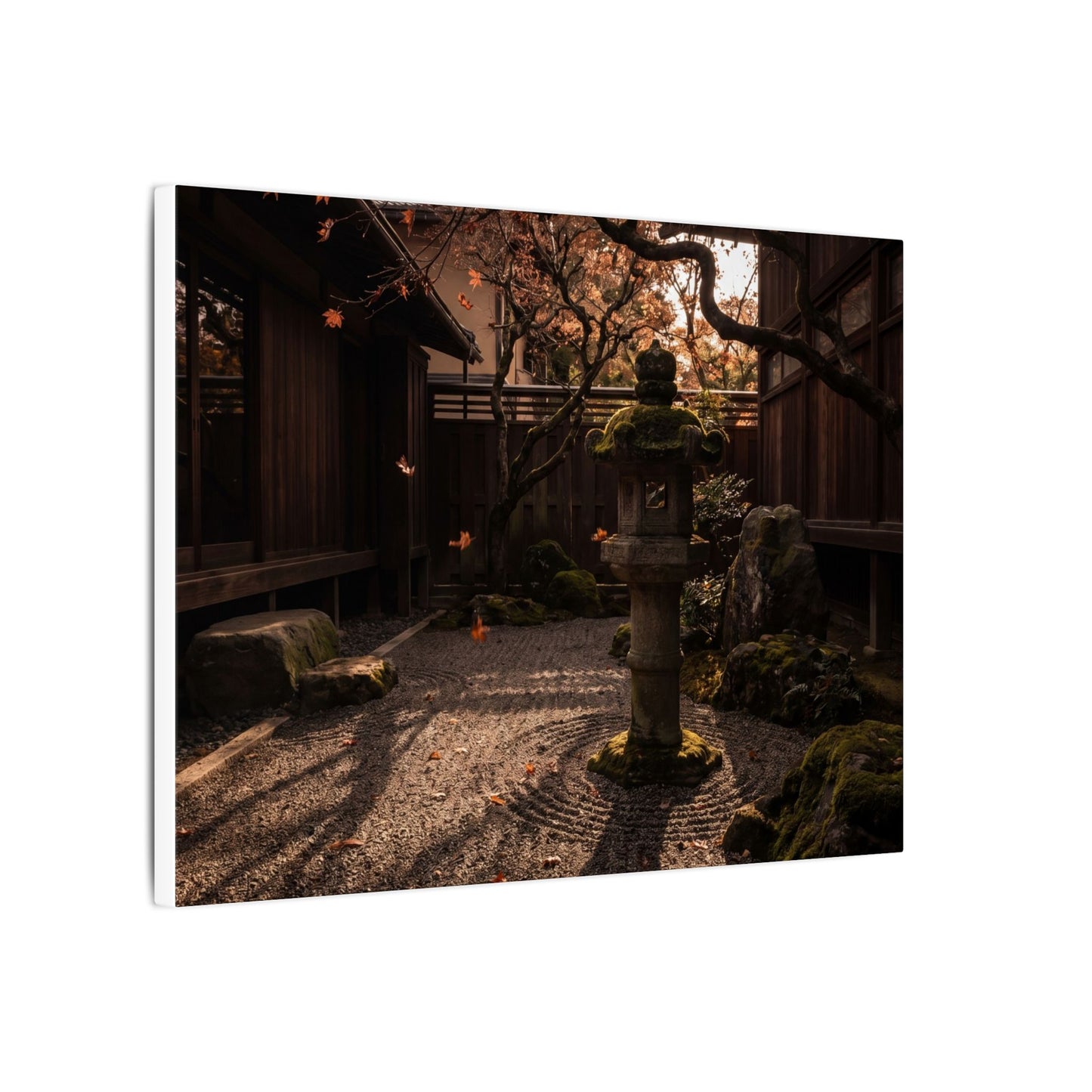 Seijaku Stone Lantern Canvas Art - Dark Japandi Shadow Zen