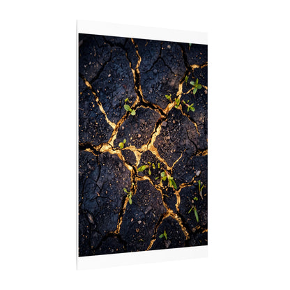 Spring Cracked Earth Crackle Gold Canvas Art | Healing Decor