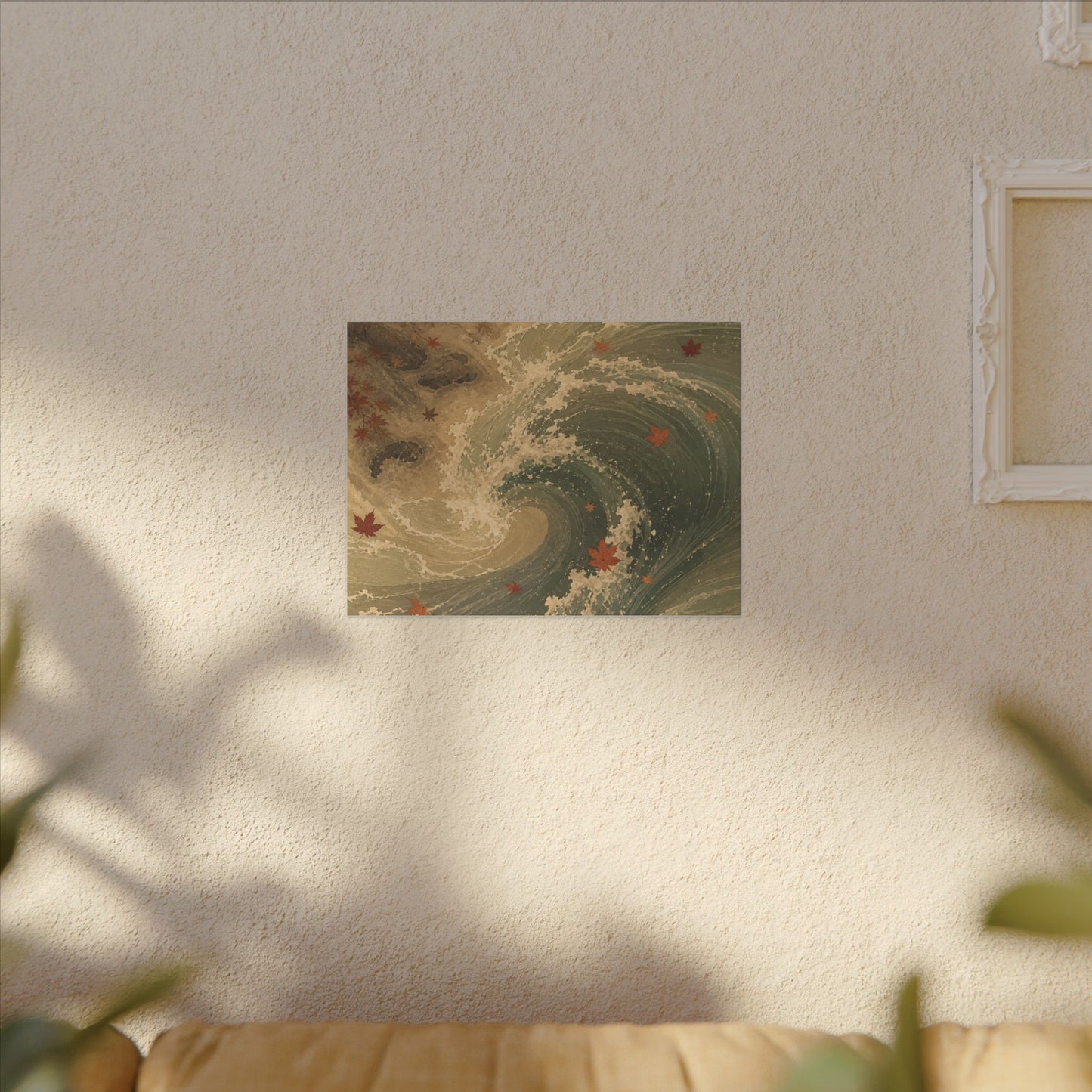 Japandi Ocean Wave in Candlelight | Japanese Pattern Canvas Art