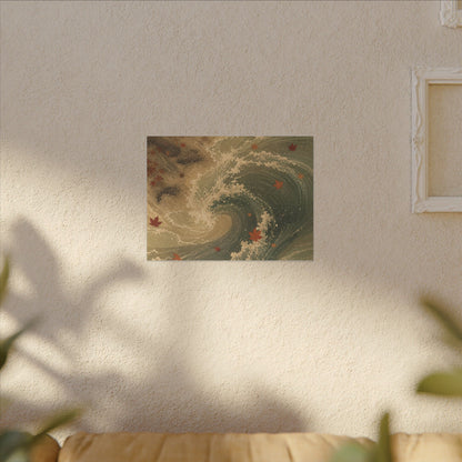 Japandi Ocean Wave in Candlelight | Japanese Pattern Canvas Art