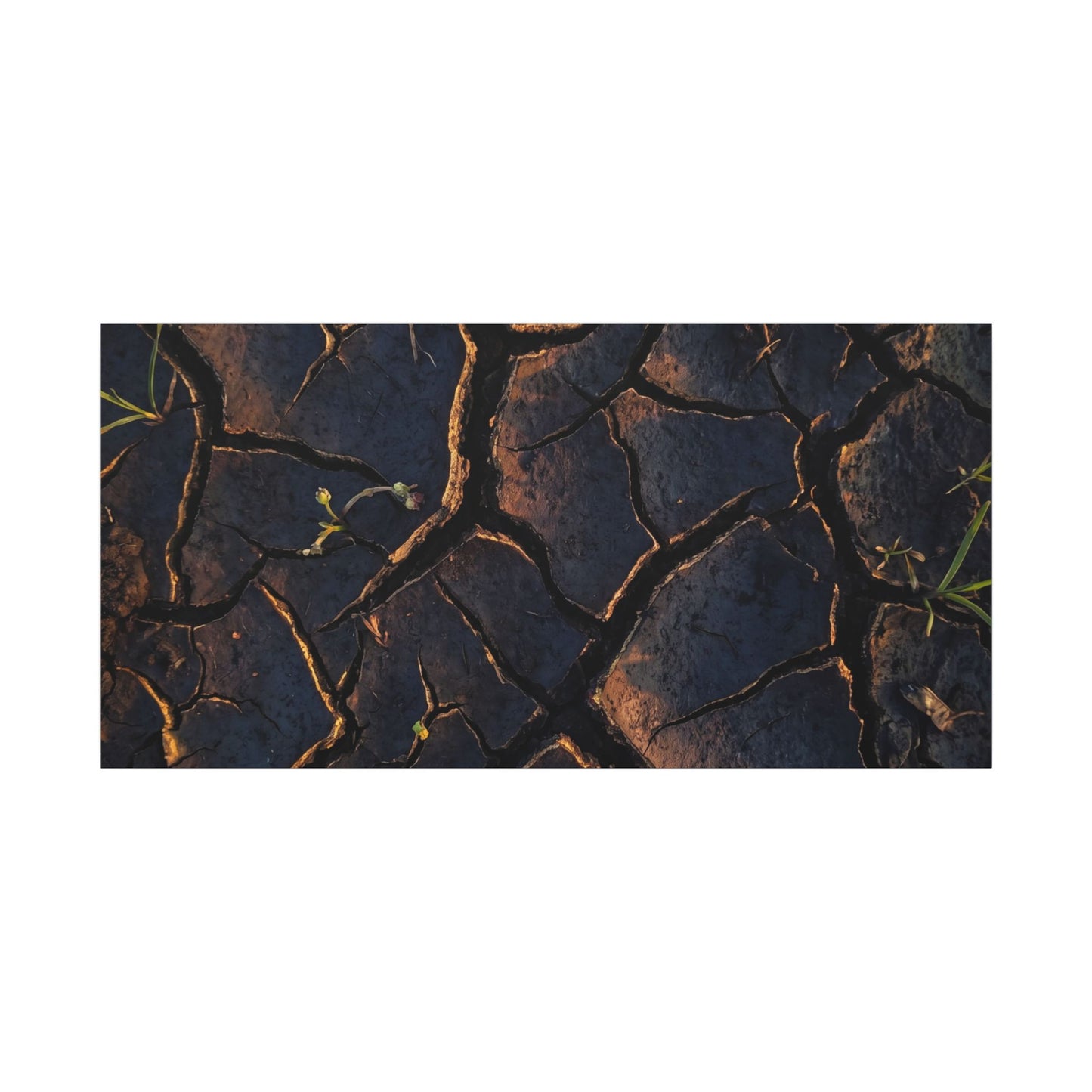 Cracked Earth Moody Minimal Canvas Art | Luxurious Dark Japandi Art