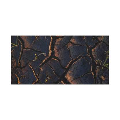 Cracked Earth Moody Minimal Canvas Art | Luxurious Dark Japandi Art