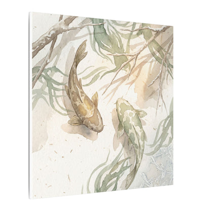 Koi Pond Canvas Art | Winter Japandi Watercolor Art