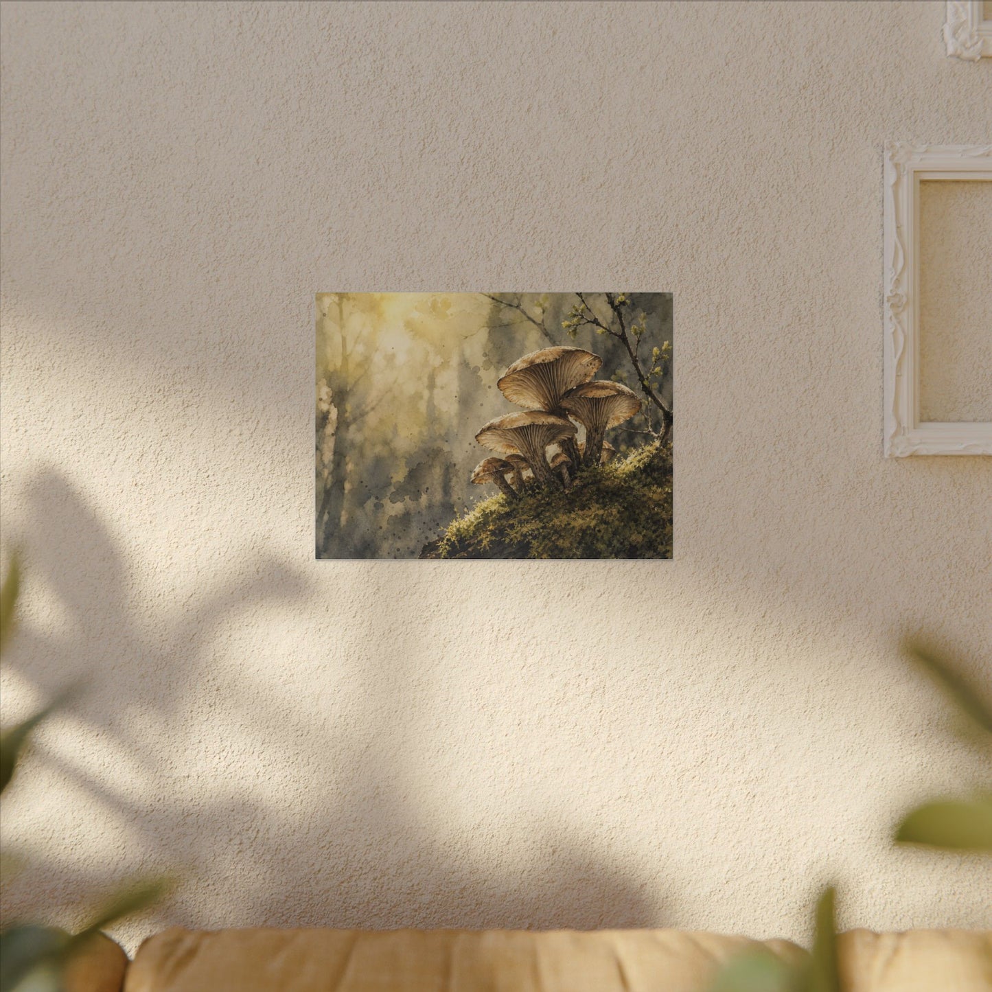 Wild Mushrooms Canvas Art | Spring Japandi Watercolor Art