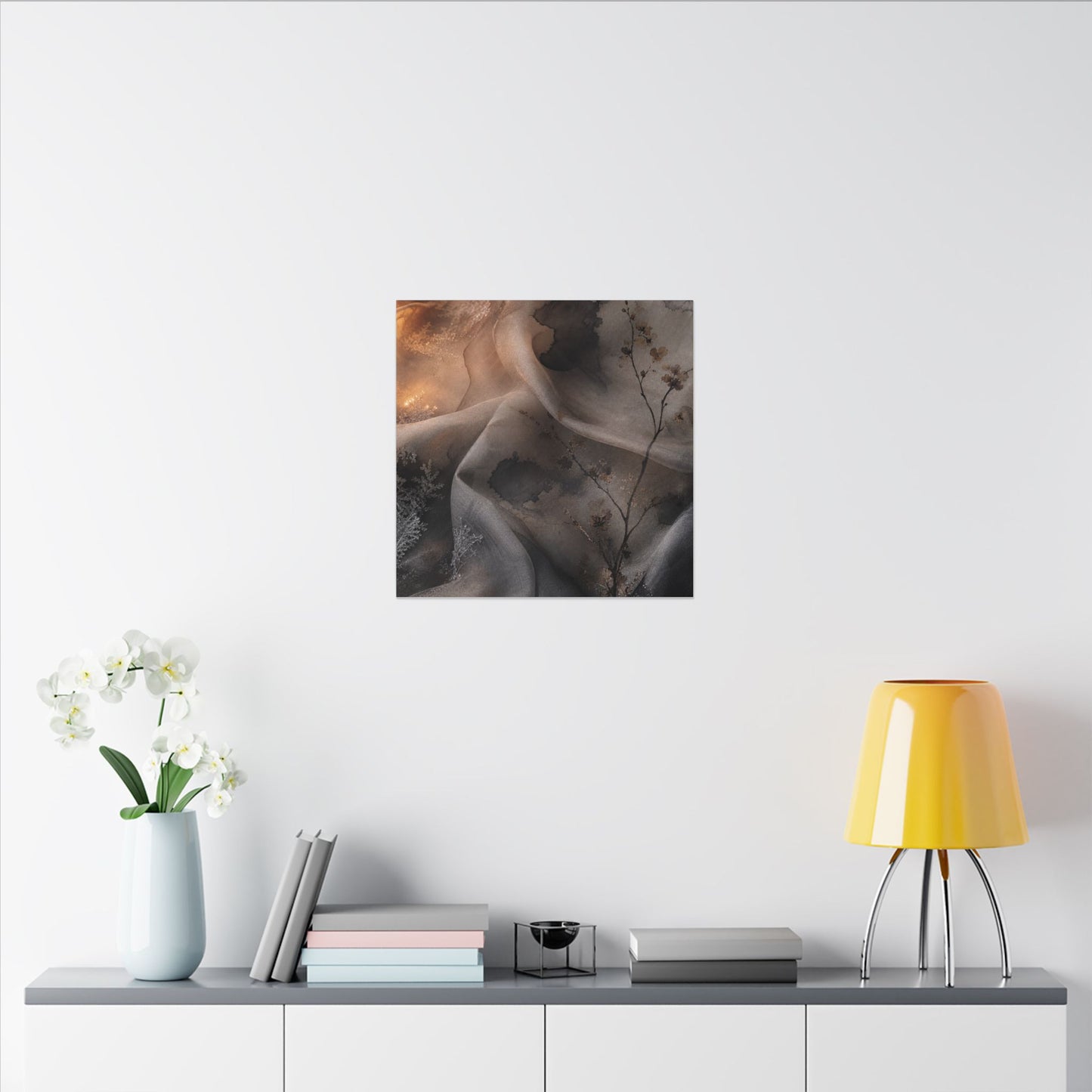 Japandi Silk Drape in Candlelight | Watercolor Canvas Art