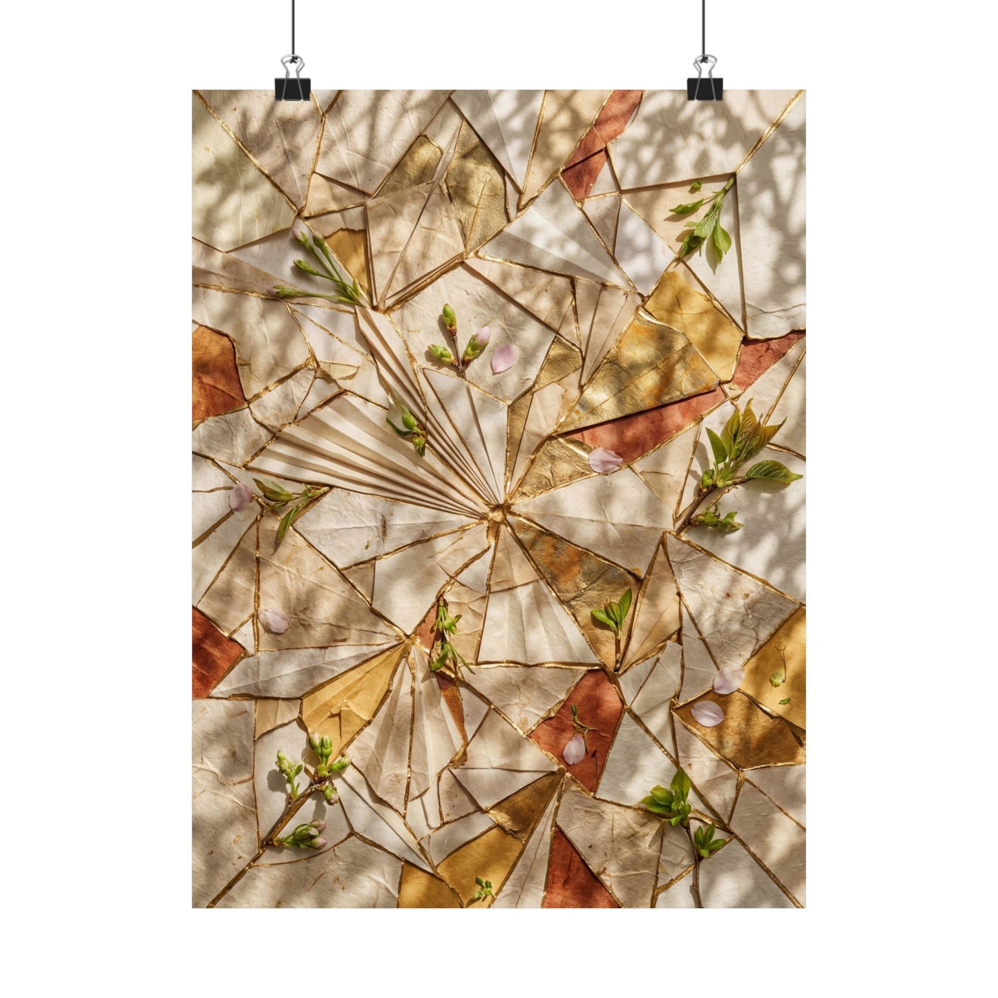 Artful Paper Fold Wall Art Print - Gold Repair Kintsugi Art Print