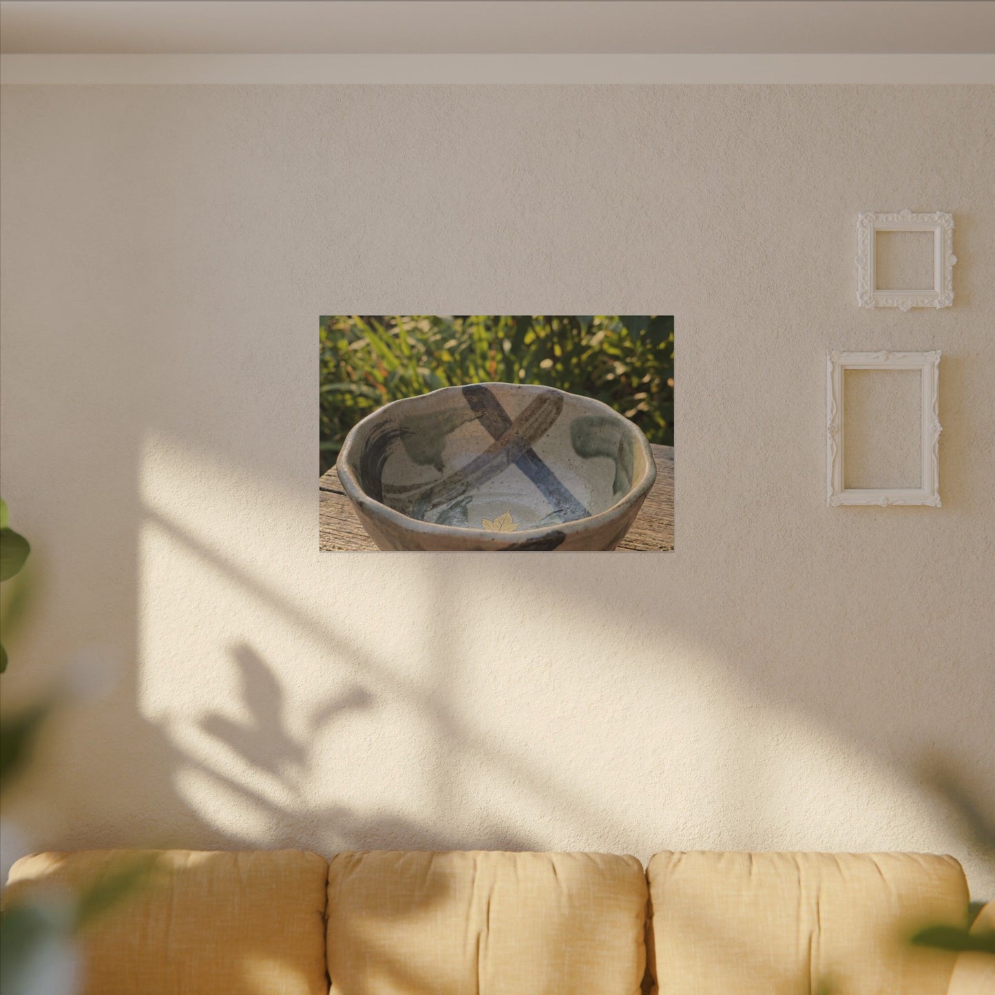 Earthy Ceramic Bowl Canvas Art - Japanese Pattern Japandi