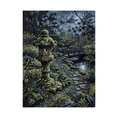 Cozy Stone Lantern Wall Art Print - Texture Japandi