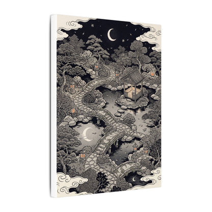 Moonlit Garden Ukiyo E Inspired Canvas Art | Serene Zen Art