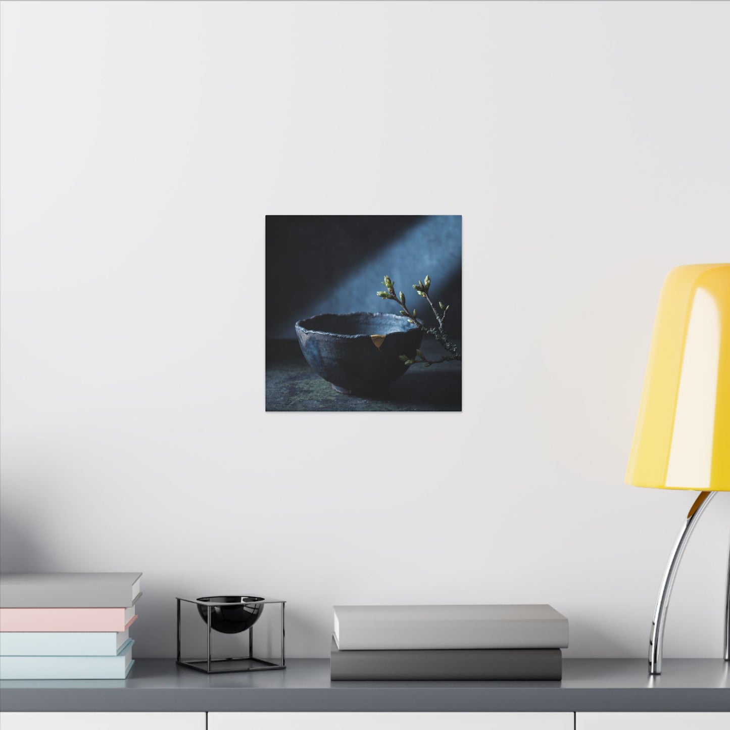 Ceramic Bowl Shadow Zen Canvas Art | Sophisticated Dark Japandi Art
