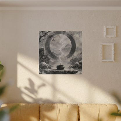 Incense Smoke Canvas Art | Winter Zen Sumi E Art