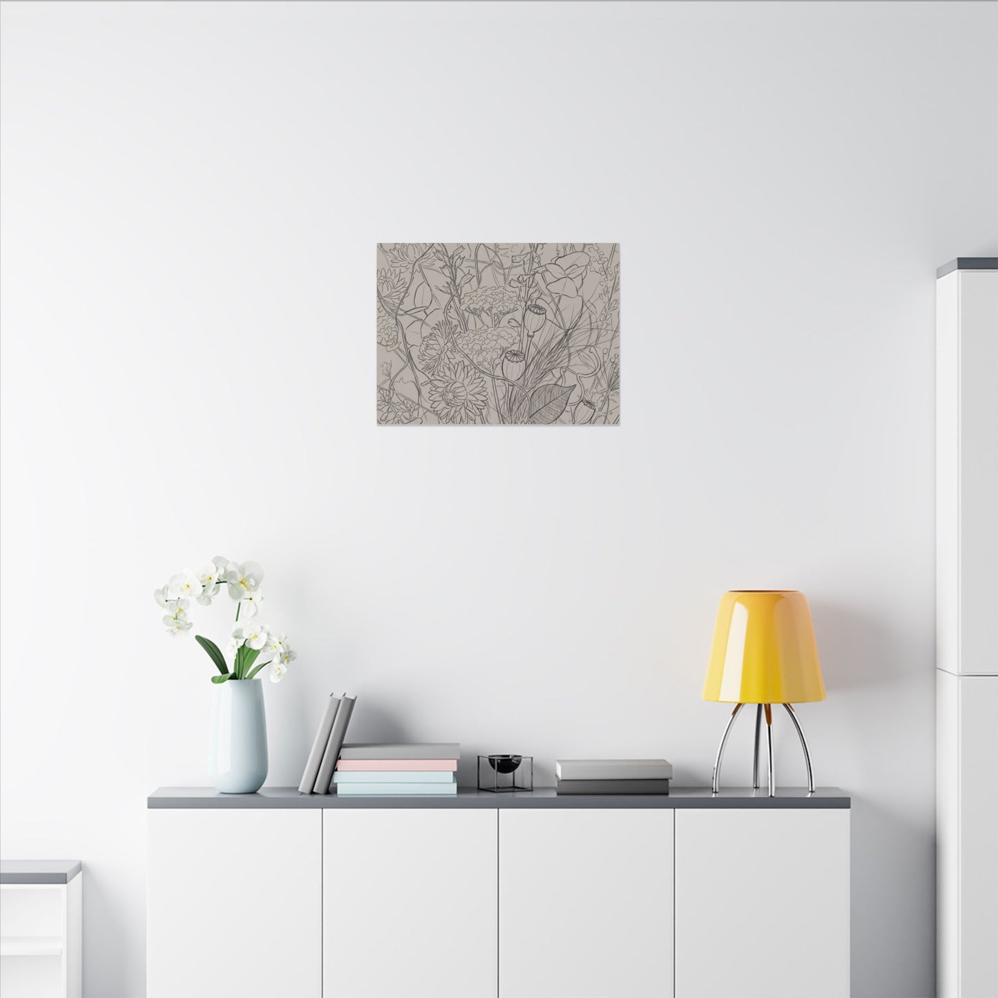 Summer Dried Flowers Minimal Line Canvas Art | Elegant Decor