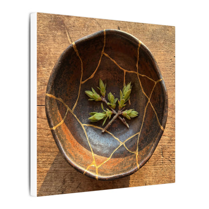 Ceramic Bowl Gold Repair Canvas Art | Resilient Kintsugi Art