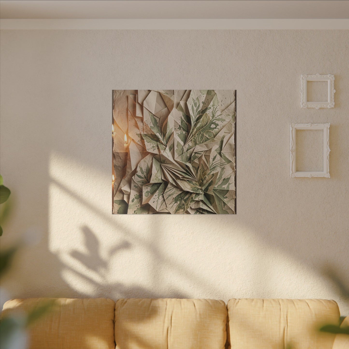Japandi Paper Fold in Candlelight | Texture Canvas Art