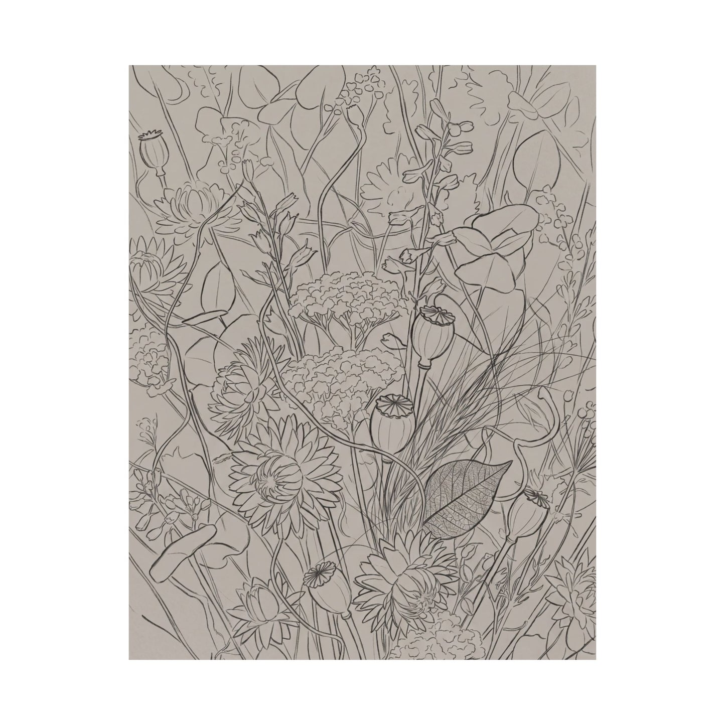 Summer Dried Flowers Minimal Line Wall Art Print | Cozy Decor