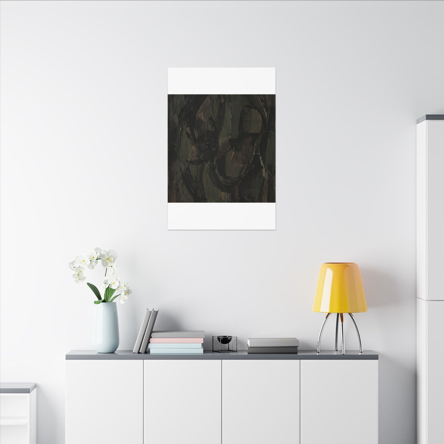 Mixed Media Dark Japandi Textured Canvas Art