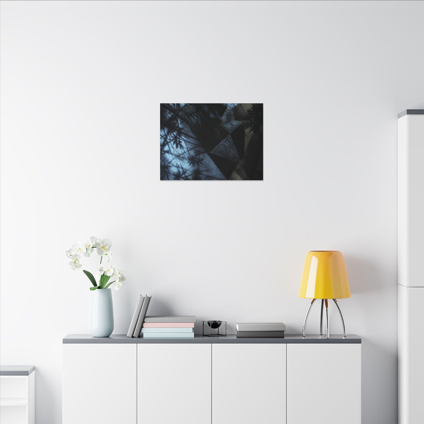Shadow Play Winter Canvas Art | Dark Japandi Luxurious Design