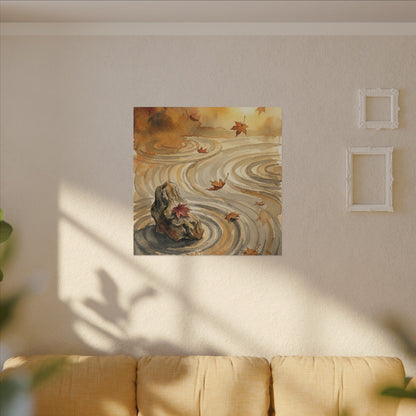 Autumn Rock Garden Watercolor Canvas Art | Neutral Decor