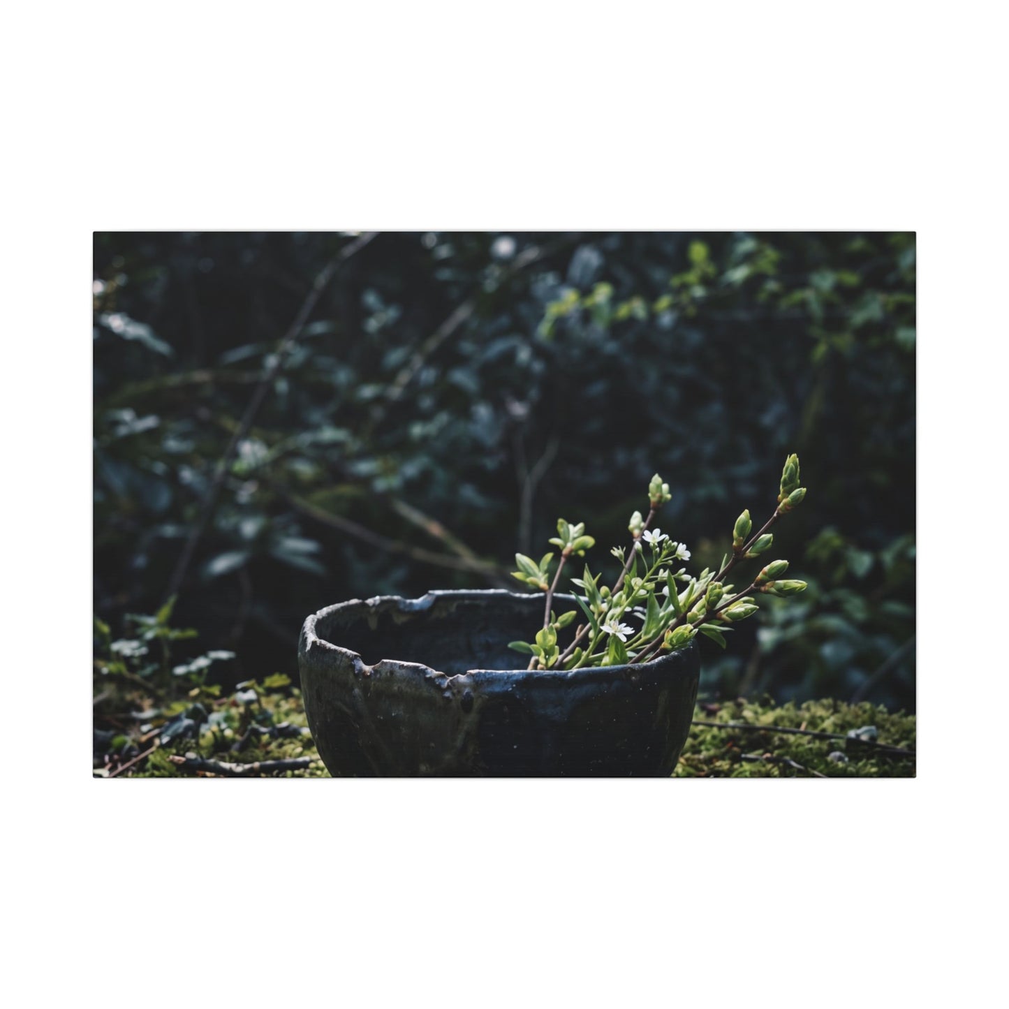 Dappled Ceramic Bowl Canvas Art - Dark Japandi Datsuzoku