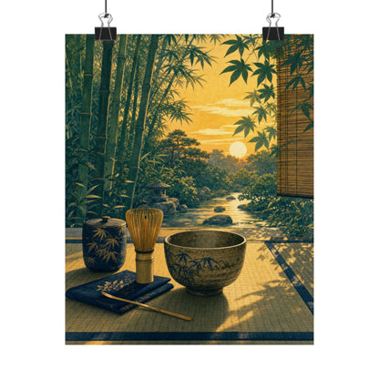 Tea Ceremony Wall Art Print | Summer Zen Ukiyo E Inspired Art
