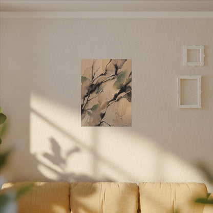 Japandi Shadow Play in Golden Hour | Watercolor Canvas Art