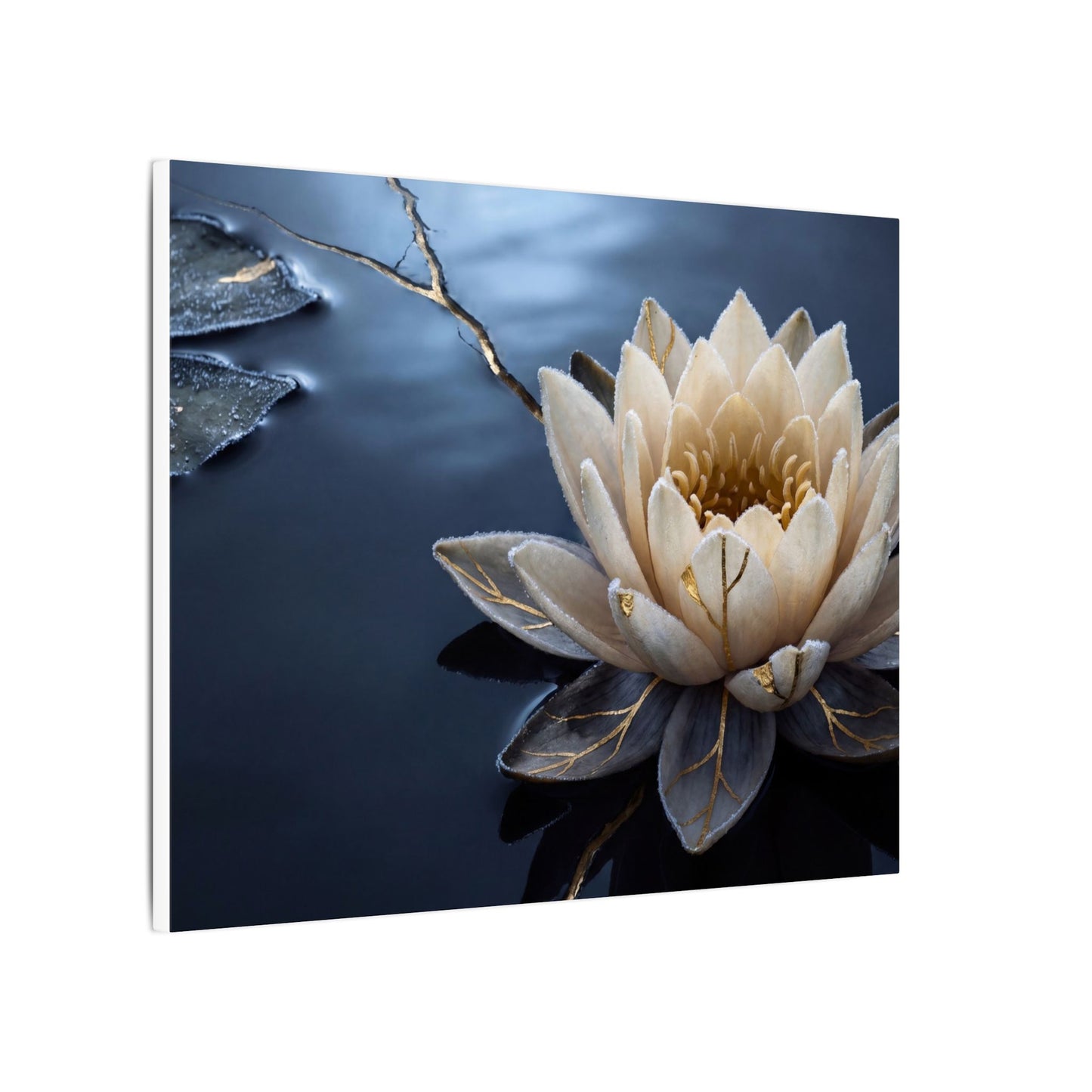 Beautiful Lotus Flower Canvas Art - Gold Vein Kintsugi