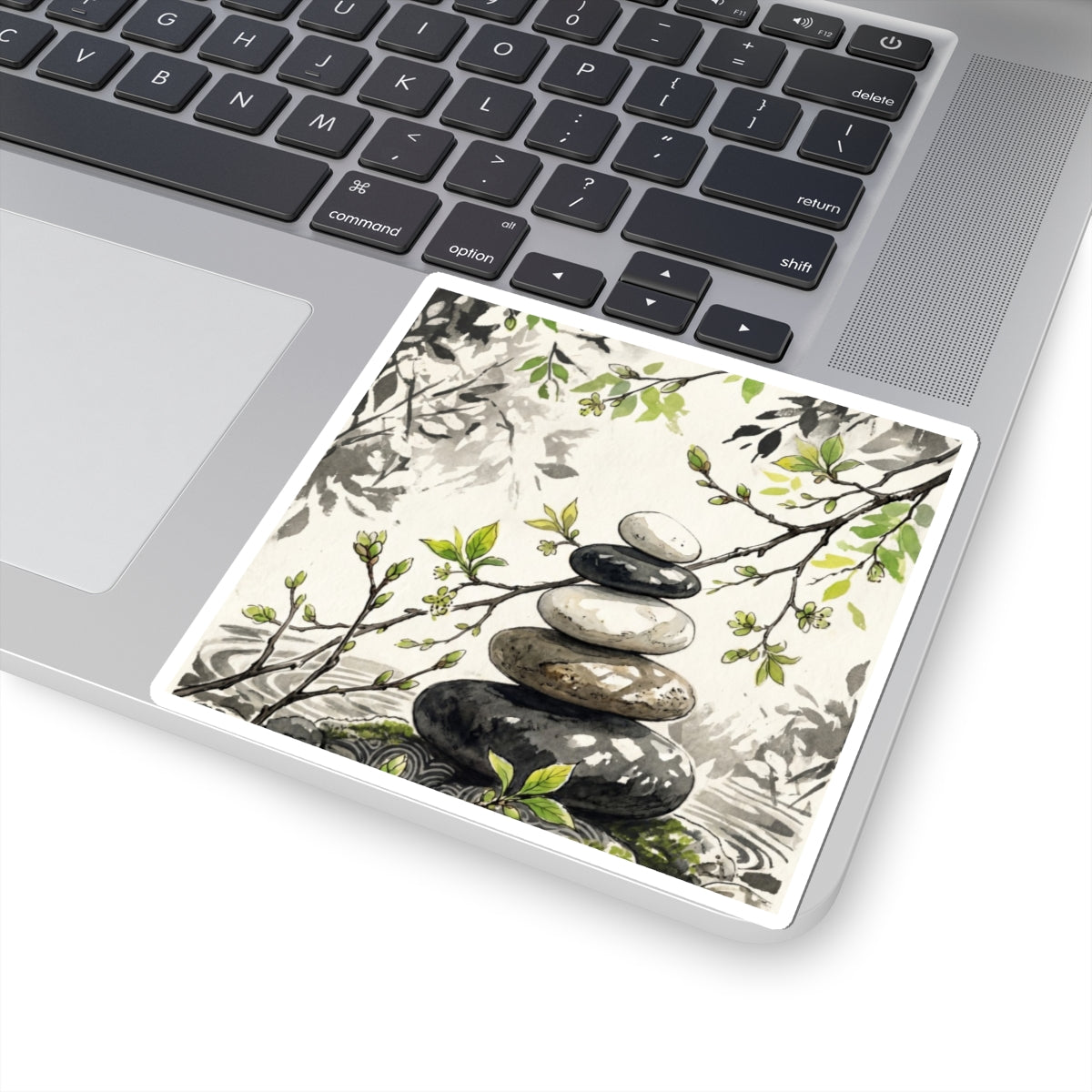 Mono No Aware River Stones Sticker - Japandi Japanese Pattern