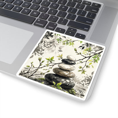 Mono No Aware River Stones Sticker - Japandi Japanese Pattern