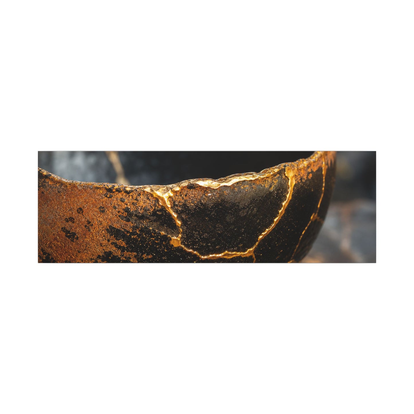 Kintsugi Ceramic Bowl in Golden Hour | Gold Vein Canvas Art