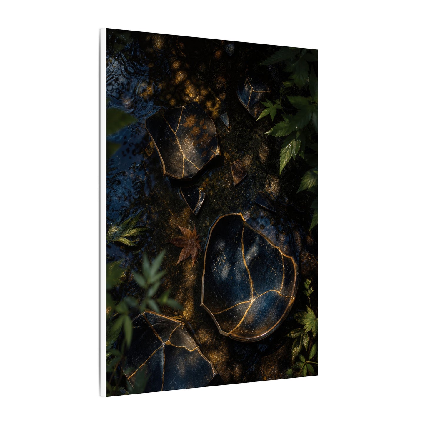 Dark Japandi Broken Pottery in Dappled | Shadow Zen Canvas Art