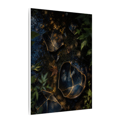 Dark Japandi Broken Pottery in Dappled | Shadow Zen Canvas Art