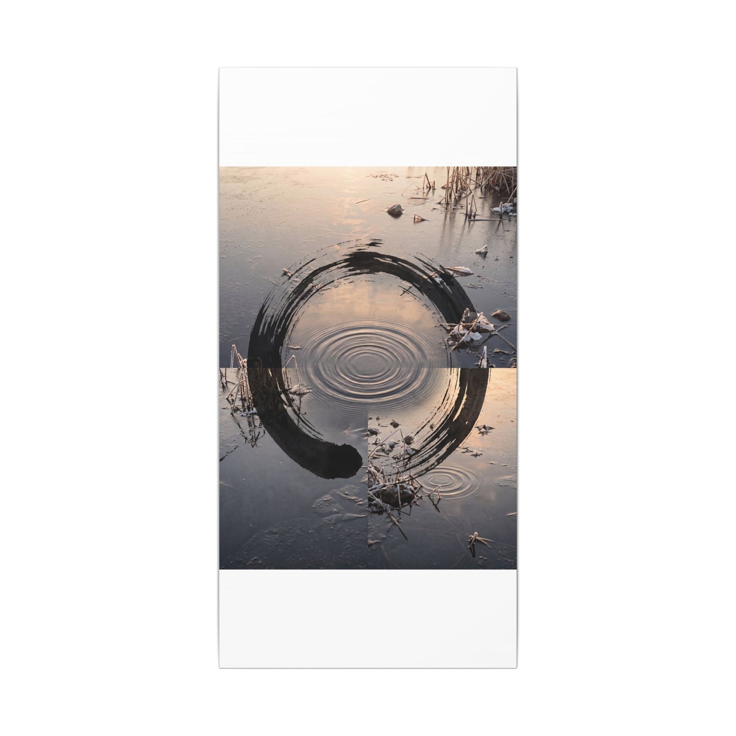 Winter Water Ripple Enso Canvas Art | Tranquil Decor