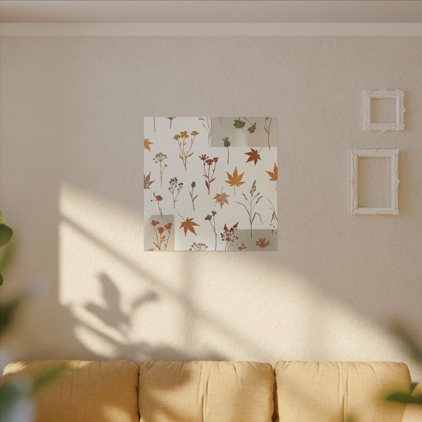 Autumn Dried Flowers Japanese Pattern Canvas Art | Elegant Decor
