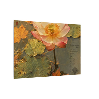 Autumn Lotus Flower Herbarium Canvas Art | Rustic Decor