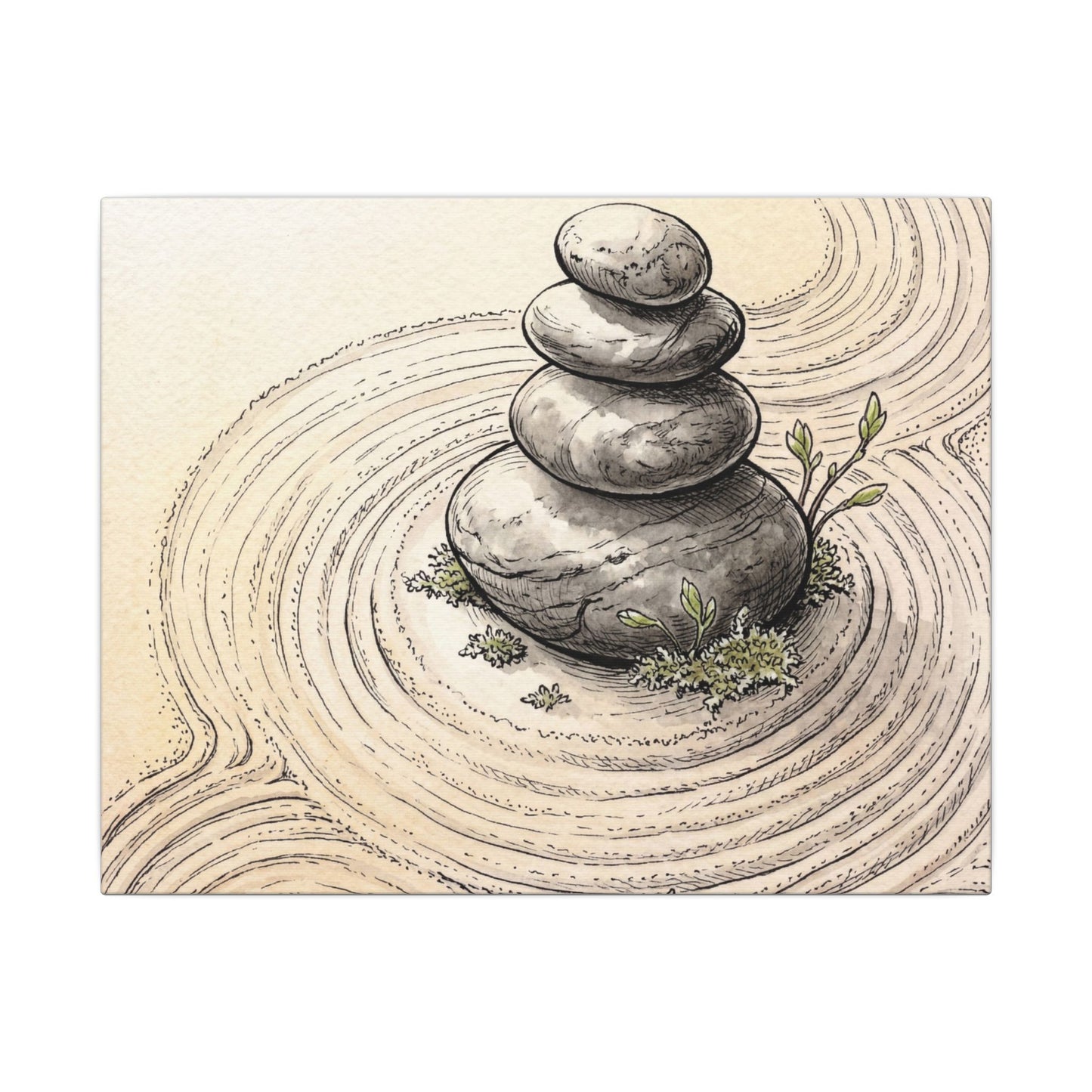 River Stones Spring Canvas Art | Zen Serene Design Art Print