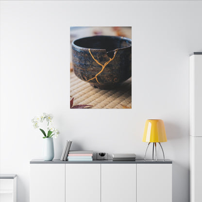 Tea Ceremony Autumn Canvas Art | Kintsugi Healing Design
