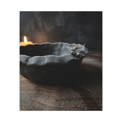 Ceramic Bowl Canvas Art | Winter Dark Japandi Shadow Zen Art