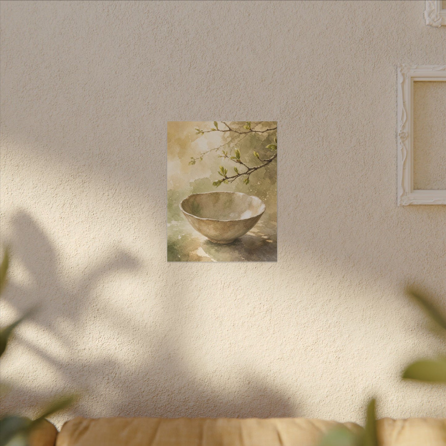 Warm Ceramic Bowl Canvas Art - Watercolor Japandi