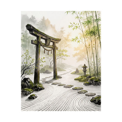 Spring Torii Gate Karesansui Wall Art Print | Contemplative Decor