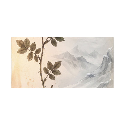 Winter Mountain Mist Herbarium Canvas Art | Earthy Decor