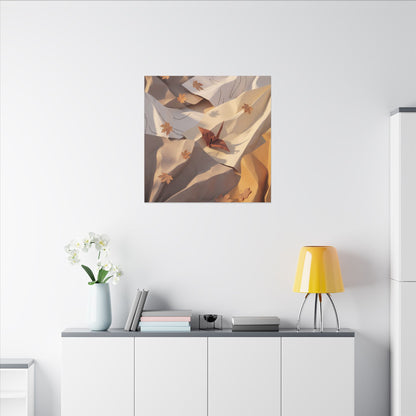 Autumn Paper Fold Minimal Line Canvas Art | Cozy Decor