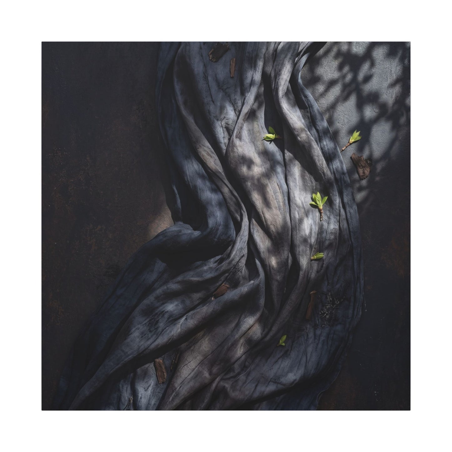 Seijaku Silk Drape Canvas Art - Dark Japandi Dark Texture