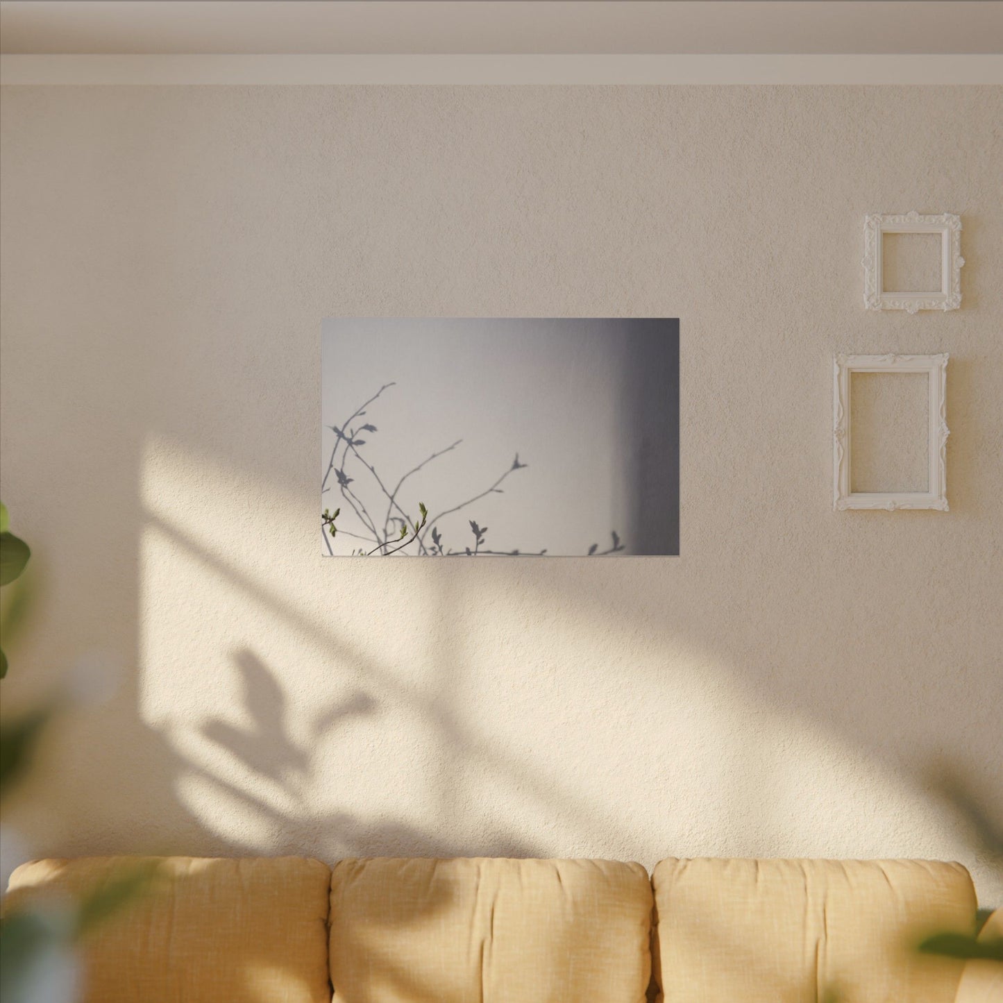 Japandi Shadow Play in Dawn | Japanese Pattern Canvas Art