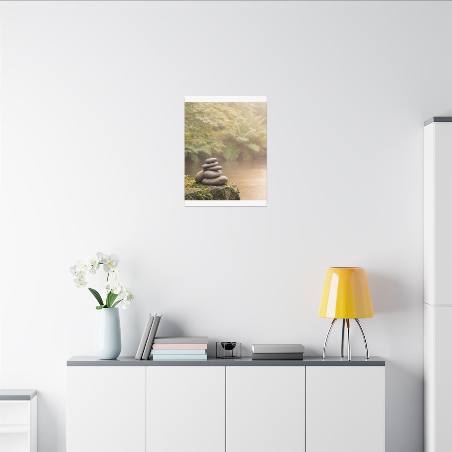 Cozy River Stones Canvas Art - Japanese Pattern Japandi